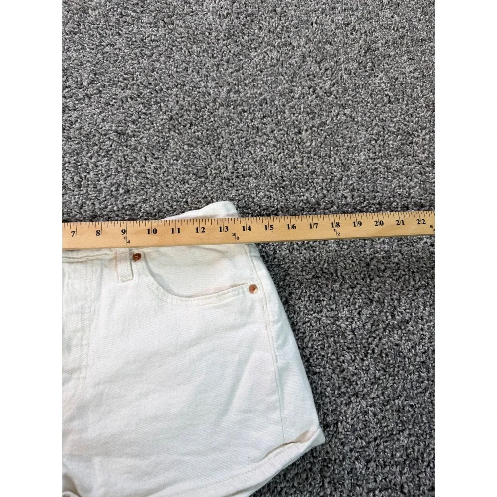 Levis 501 Original Shorts Womens 28 Beige Denim Button Fly